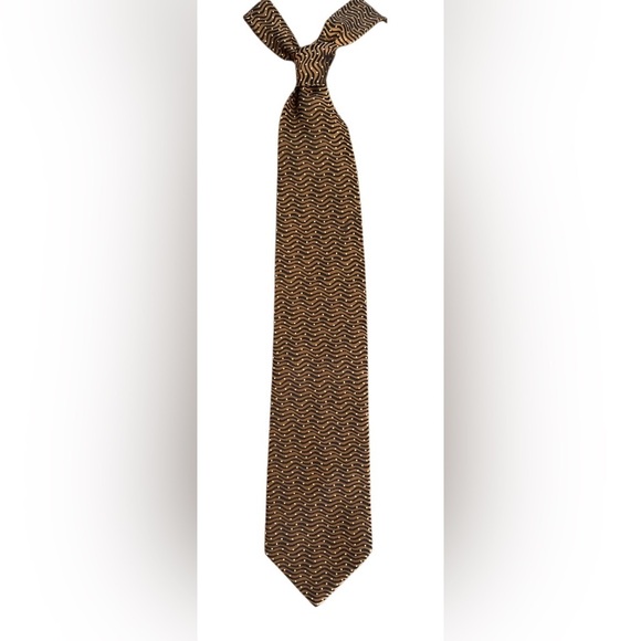 Brown Patterned Men's Tie - Picture 2 of 5